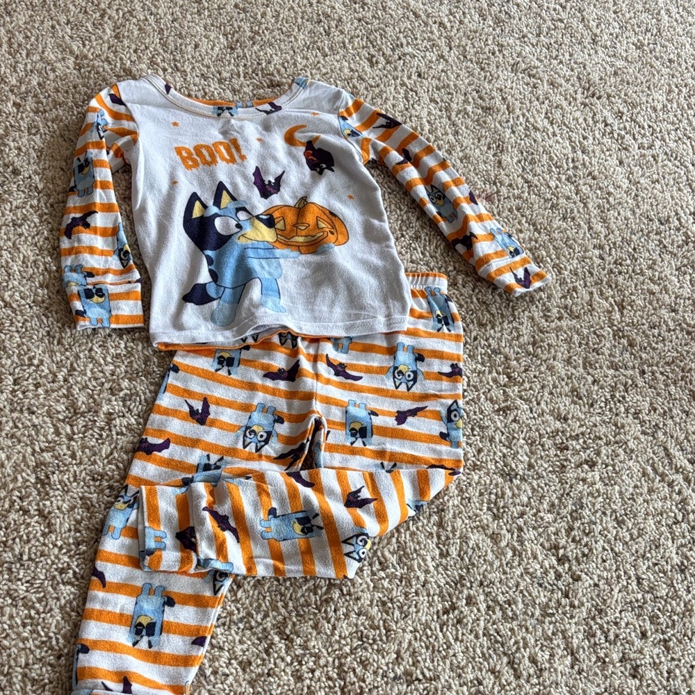 Orange Striped Halloween Kids Pajama Set - Unbranded